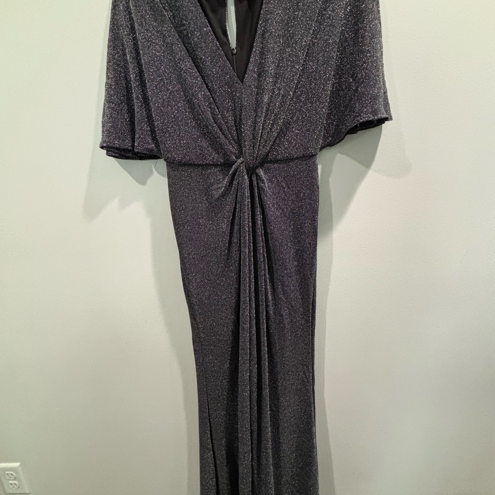 Betsy & Adam Shimmering Gray Maxi Dress
